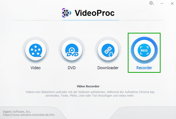 Desktop-Bildschirm aufnehmen 1 - VideoProc