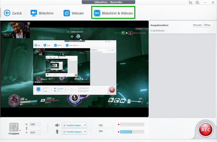 Bild-in-Bild-Video aufnehmen - VideoProc