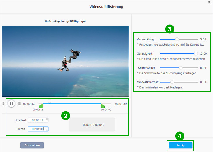 Video stabilisieren 2 - VideoProc