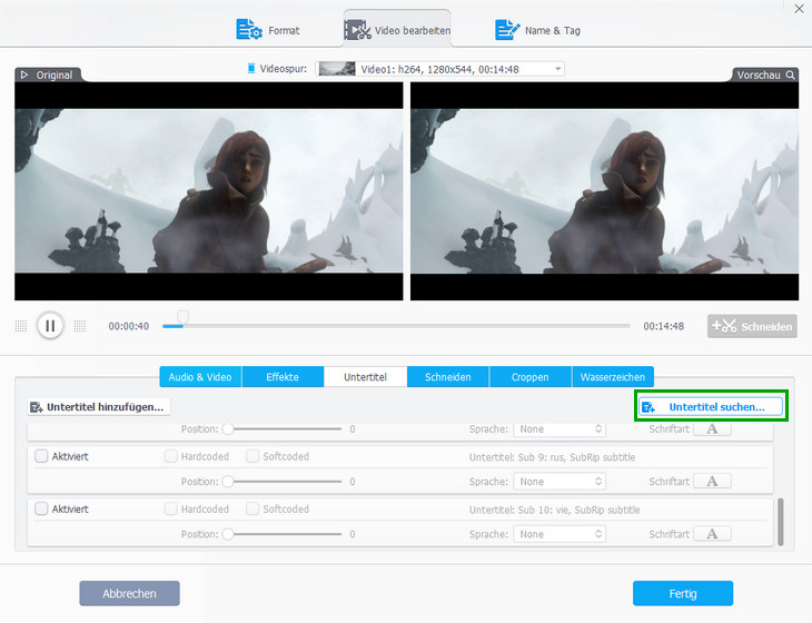 Untertitel online suchen - VideoProc