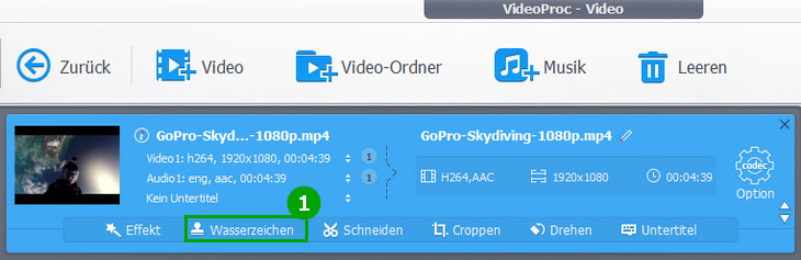 Wasserzeichen hinzufügen - VideoProc