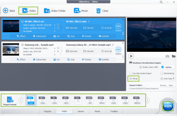 Merge Video Clips with VideoProc