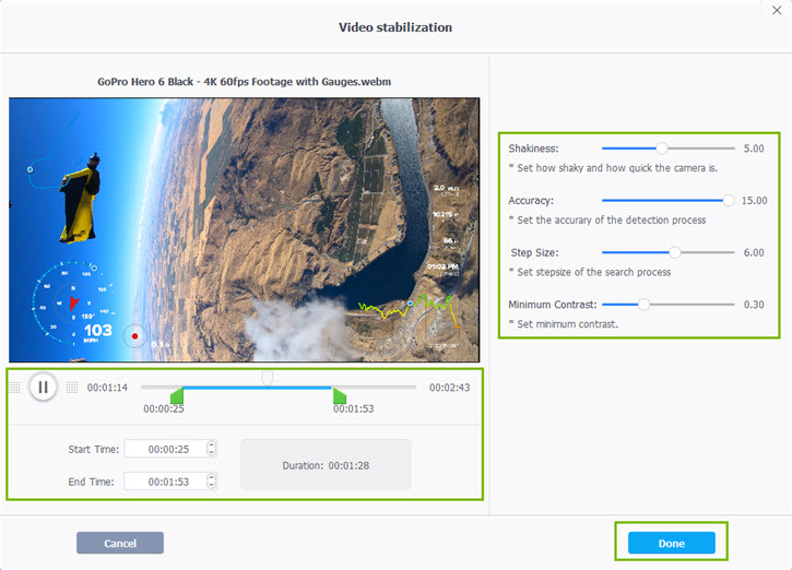 Video Stabilization Settings