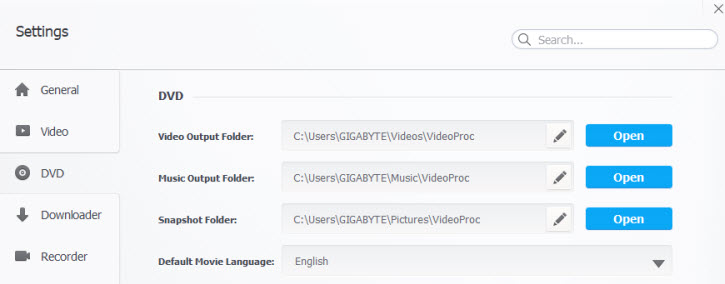 VideoProc DVD Converter Settings