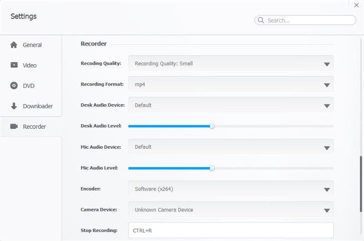 VideoProc Recorder Settings