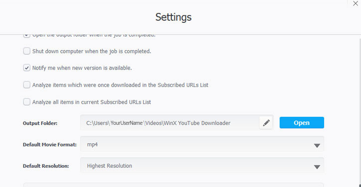 VideoProc Downloader Settings