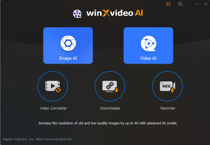 main ui of Winxvideo AI