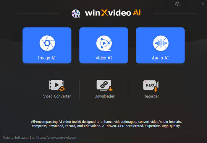 main ui of Winxvideo AI