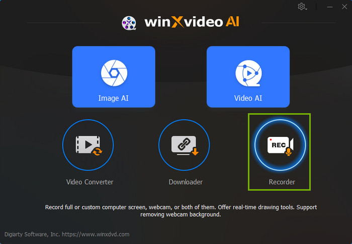 launch Winxvideo AI's recorder