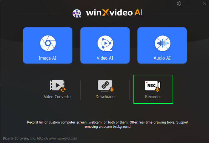 launch Winxvideo AI's recorder