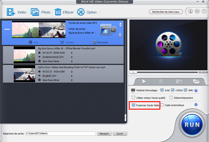 WinX HD Video Converter Deluxe - merge videos