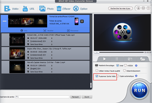 WinX HD Video Converter Deluxe - merge videos
