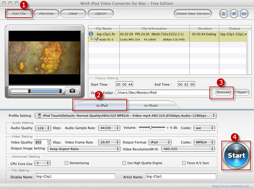 WinX iPod Video Converter for Mac User Guide