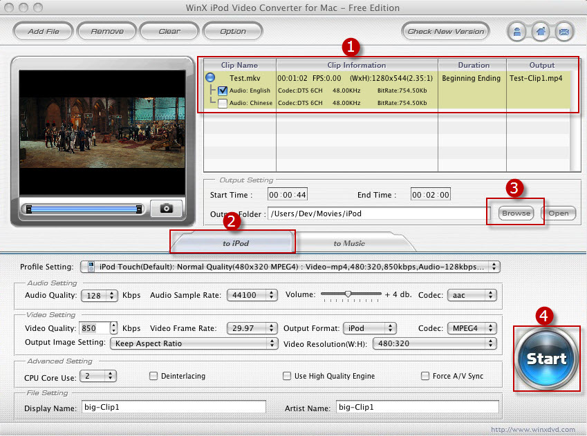WinX iPod Video Converter for Mac User Guide