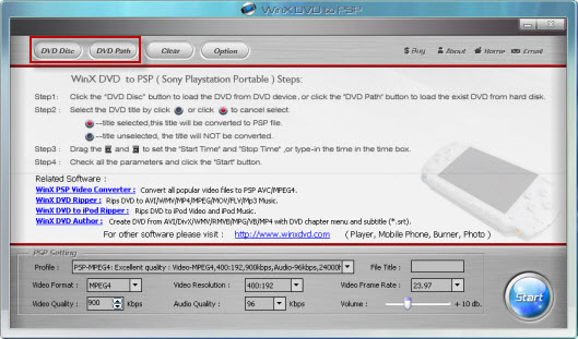 WinX Free DVD to PSP Ripper