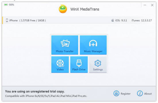 Interface of WinX MediaTrans