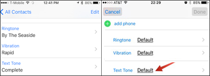 Assign Text Tone for Contact(s)