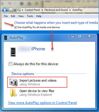 Transfer Photos from iPhone to Windows 7 Autoplay