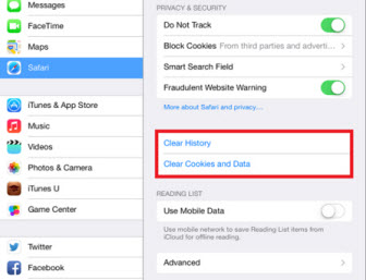clear safari to free space on iPad