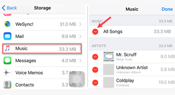 delete music from iPhone in Music App