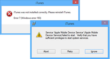 iTunes Error 7 (Windows Error 193)
