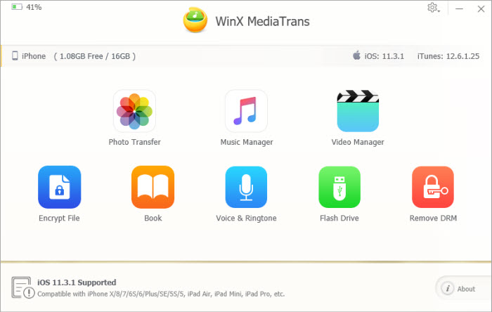 WinX MediaTrans for iPhone 6/Plus Media Files Backup