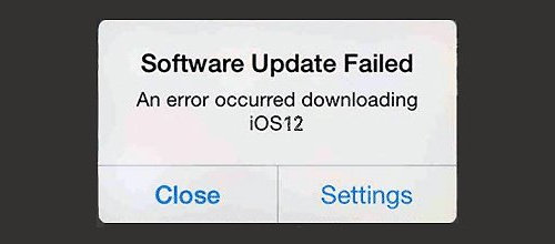 ios 12 software update failed on iPhone
