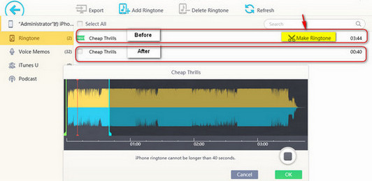 Create ringtones for iPhone