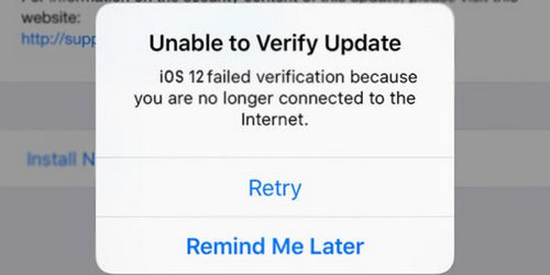 unable to verify iOS 12 update on iPhone