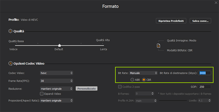 reduce file size via bitrate