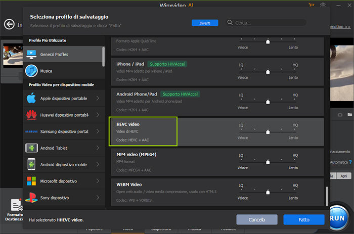 compress video to HEVC