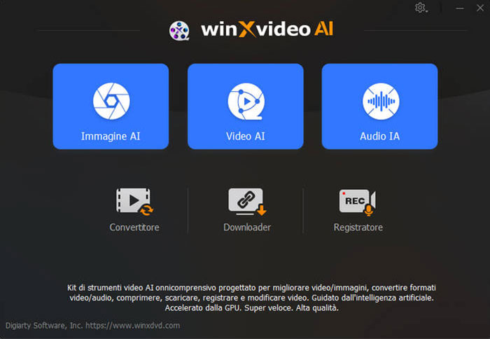 enter Winxvideo AI home screen