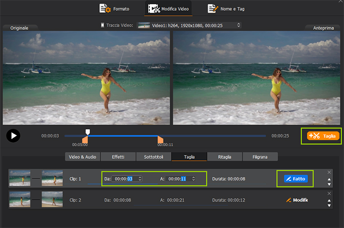 trim a video into clips