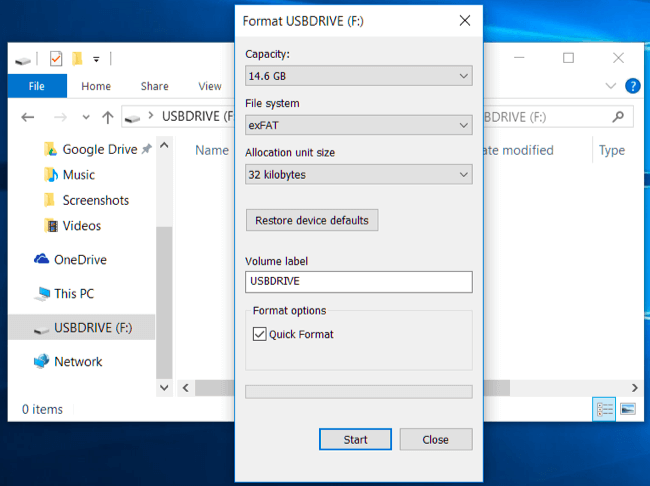 Format USB Drive