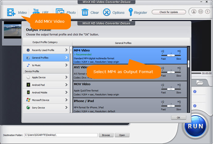 Convert MKV to MP4 to overcome stuttering issue