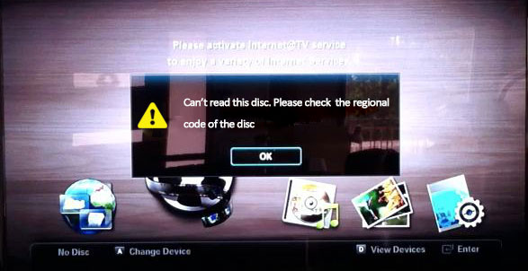 Incorrect region code error on DVD Player