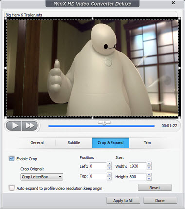 Crop the AVCHD image to Remove unwanted area