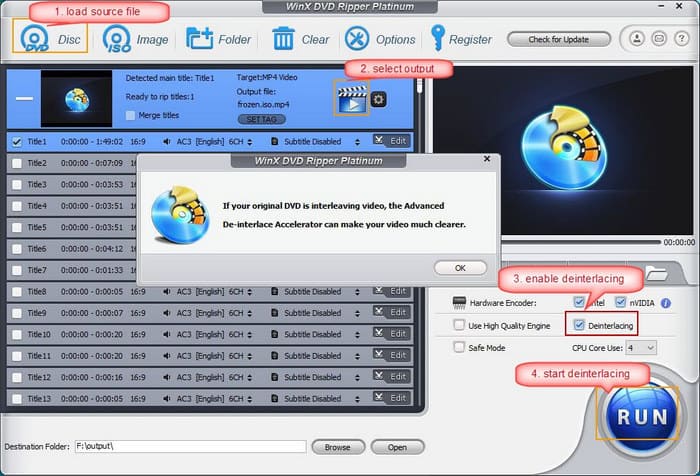 Deinterlace DVD with WinX DVD Ripper