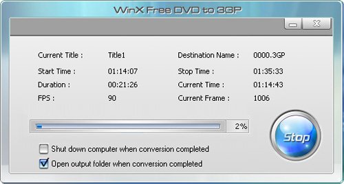 Convert DVD to 3GP - Start Conversion