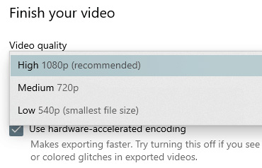 Choose video quality in Windows 11 Photos app