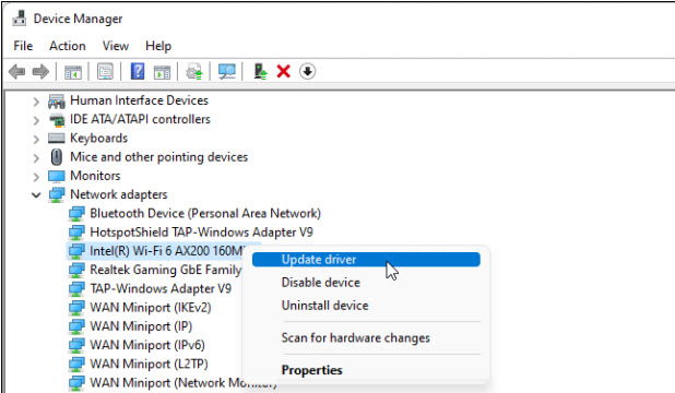 Update Network Adapter Drivers