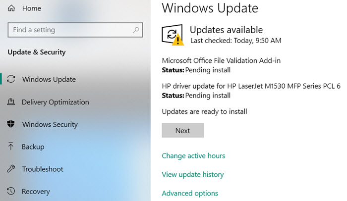 update windows 10 build