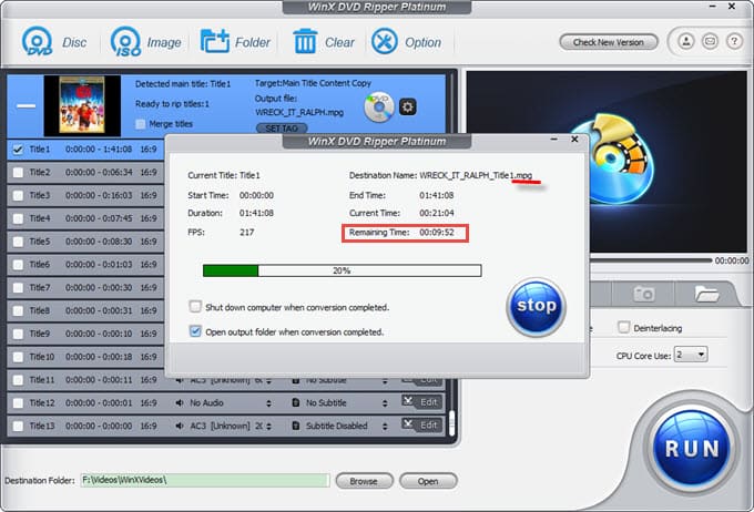 winx dvd ripper only rips 5 minutes