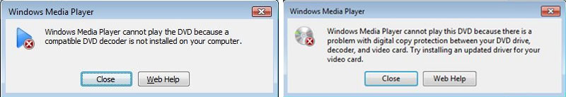 windows media player dvd codec error