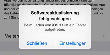 iOS 11 Update Problem - Softwareaktualisierung fehlgeschlagen