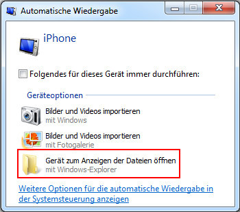 iPhone Daten übertragen mit Windows-Explorer