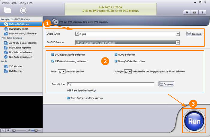 DVD auf DVD kopieren/brennen mit WinX DVD Copy Pro