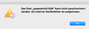 iOS 11 Probleme - Lokale iPad Fotos Synchronisation - interner Gerätefehler