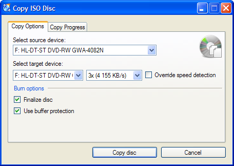 Copy DVD to ISO with CDBurnerXP
