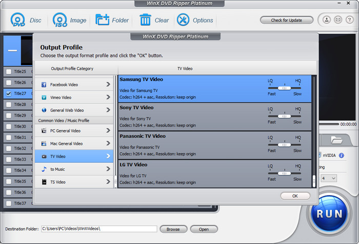 Rip DVD to TV format MP4 H264